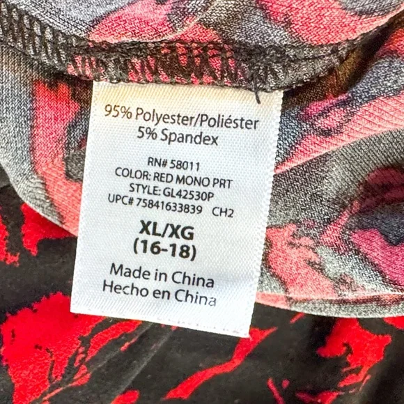 George Red & Black Rose Print A-Line Skirt – XL (16–18) - Picture 8 of 9